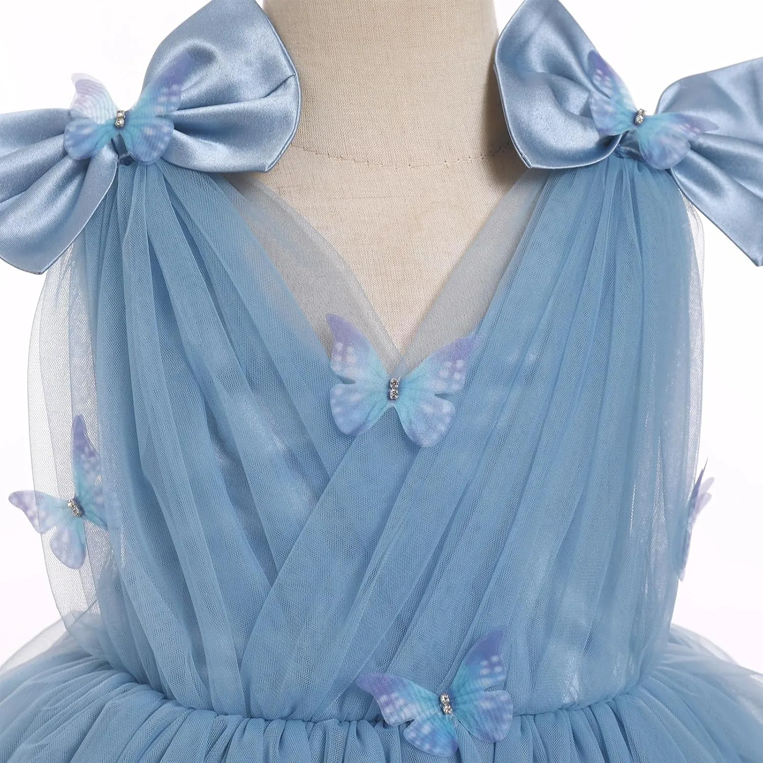 IMEKIS Toddler Girls Butterfly Birthday Dress Rainbow Tulle Formal Wedding Party Ruffle Tutu Dresses Photo Shoot