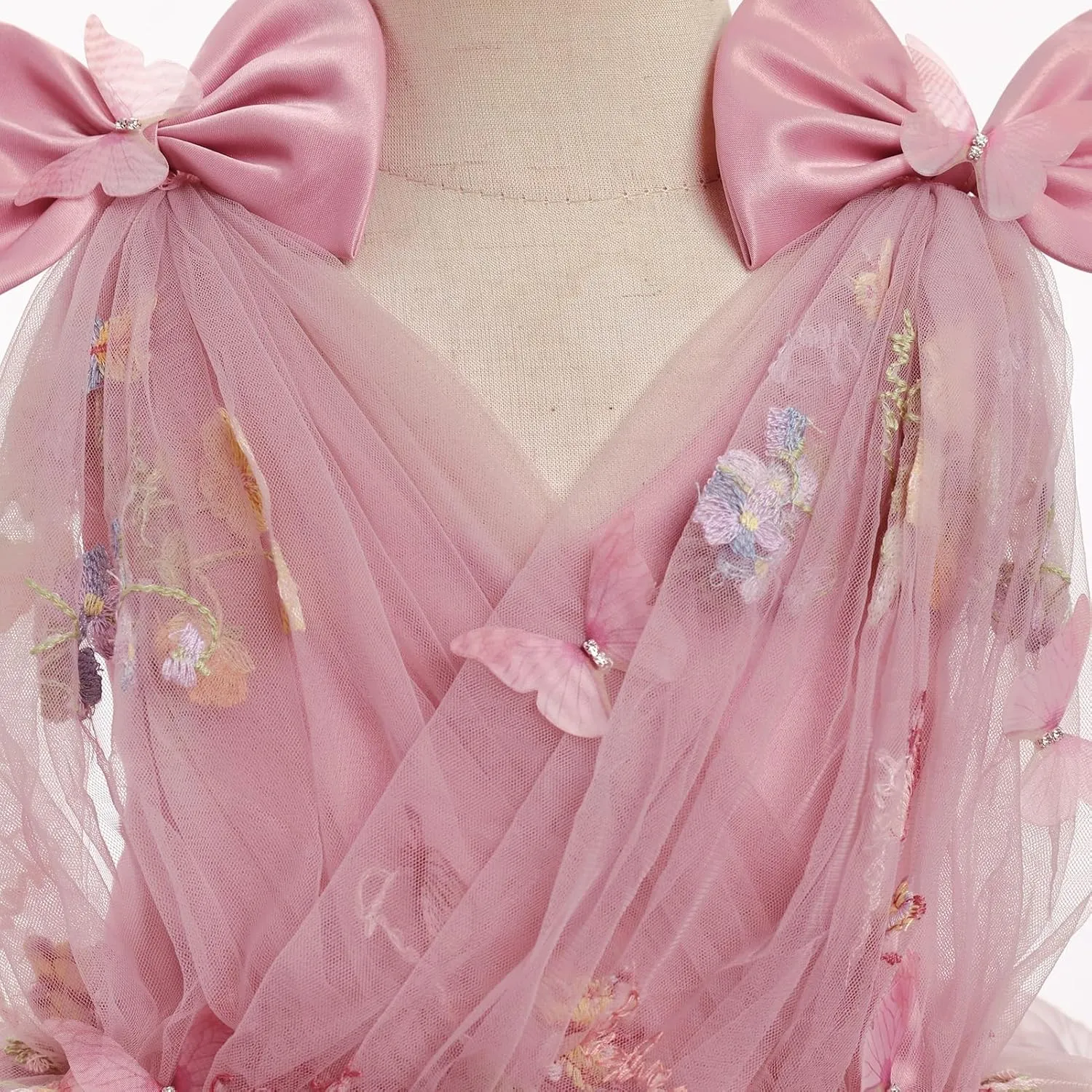 IMEKIS Toddler Girls Butterfly Birthday Dress Rainbow Tulle Formal Wedding Party Ruffle Tutu Dresses Photo Shoot