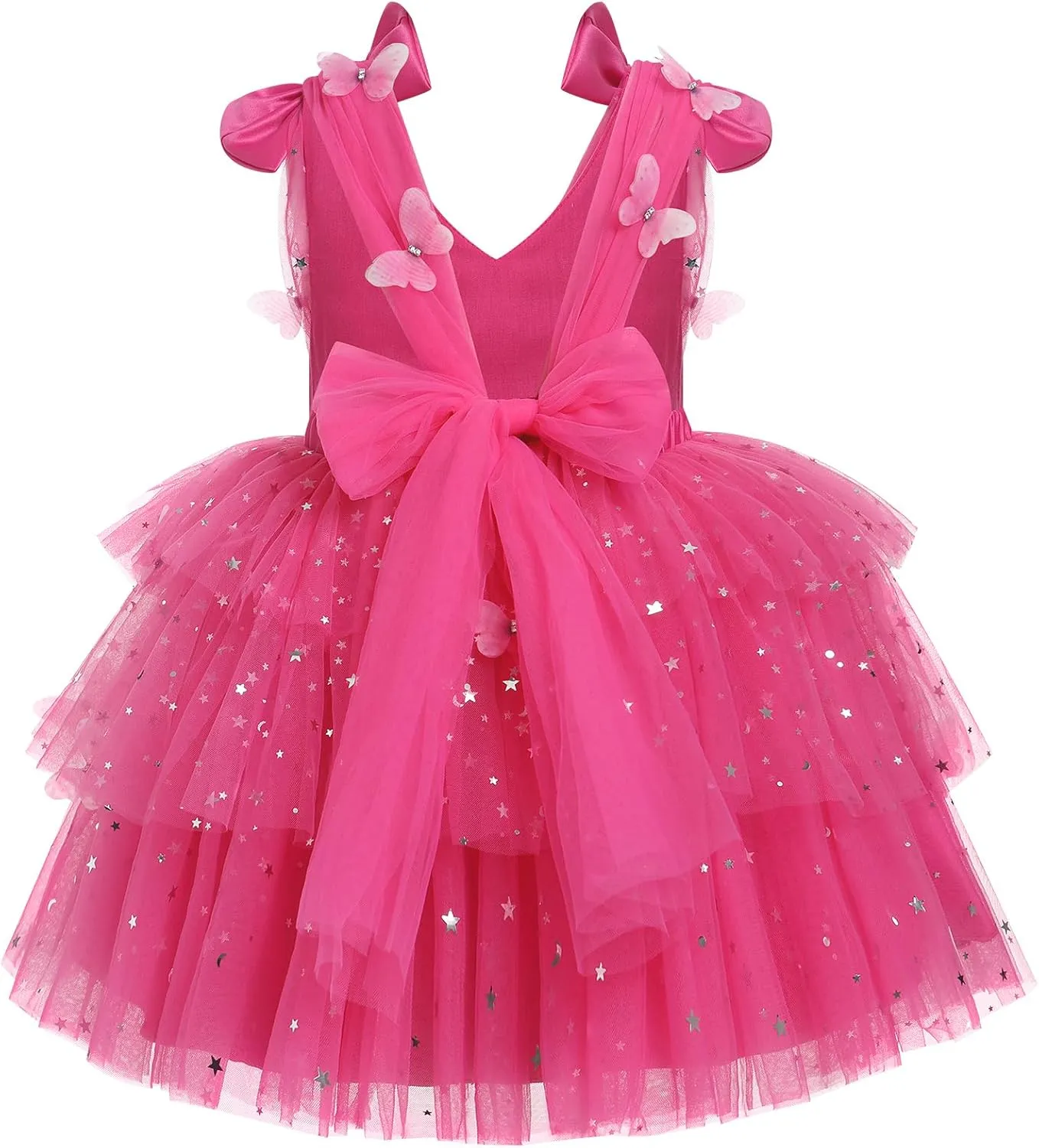 IMEKIS Toddler Girls Butterfly Birthday Dress Rainbow Tulle Formal Wedding Party Ruffle Tutu Dresses Photo Shoot