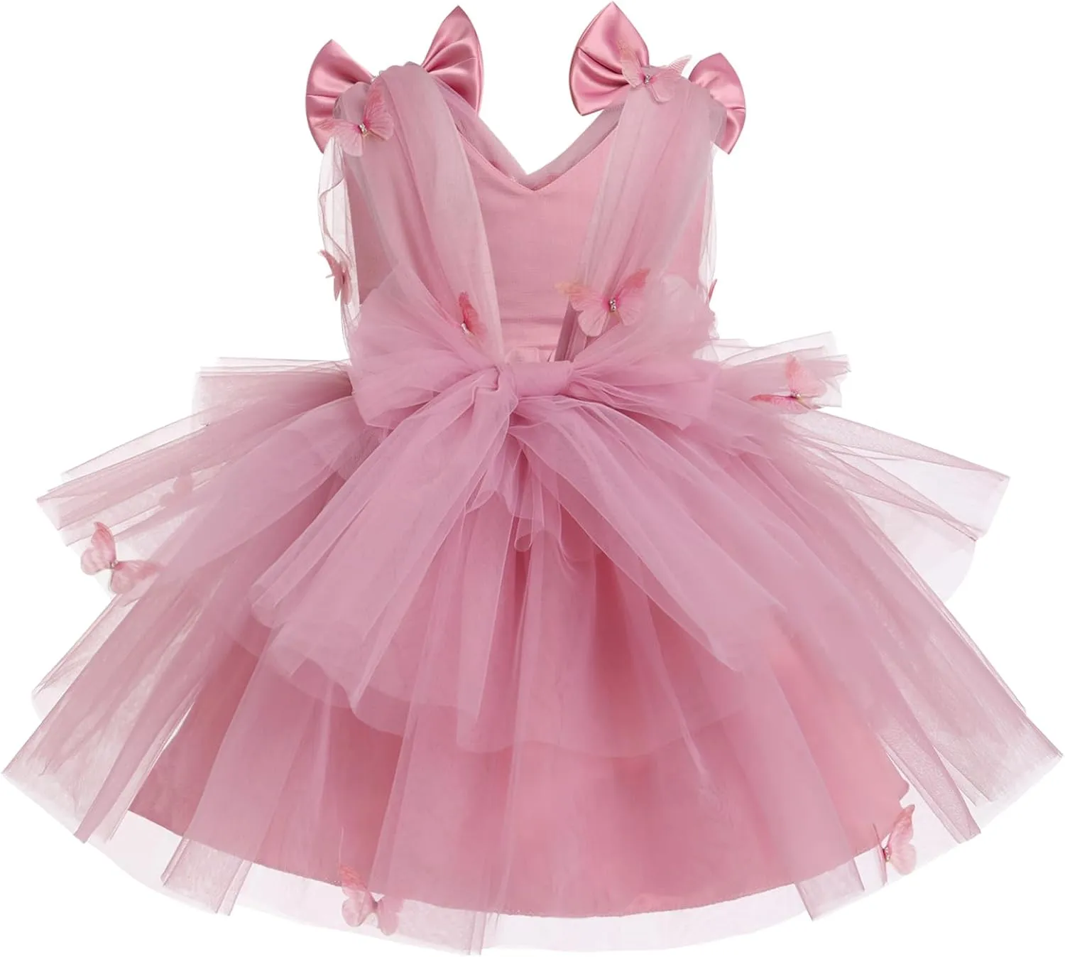 IMEKIS Toddler Girls Butterfly Birthday Dress Rainbow Tulle Formal Wedding Party Ruffle Tutu Dresses Photo Shoot