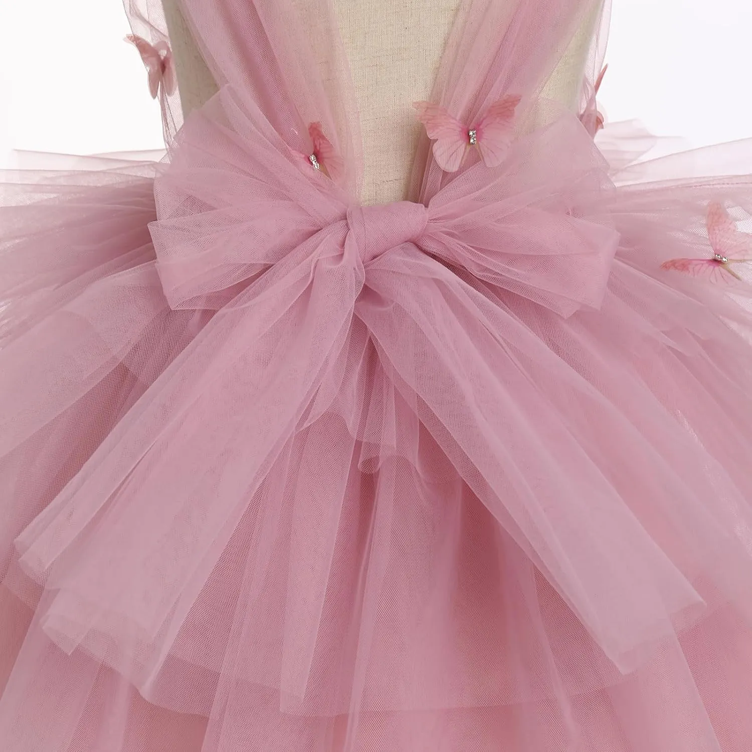 IMEKIS Toddler Girls Butterfly Birthday Dress Rainbow Tulle Formal Wedding Party Ruffle Tutu Dresses Photo Shoot