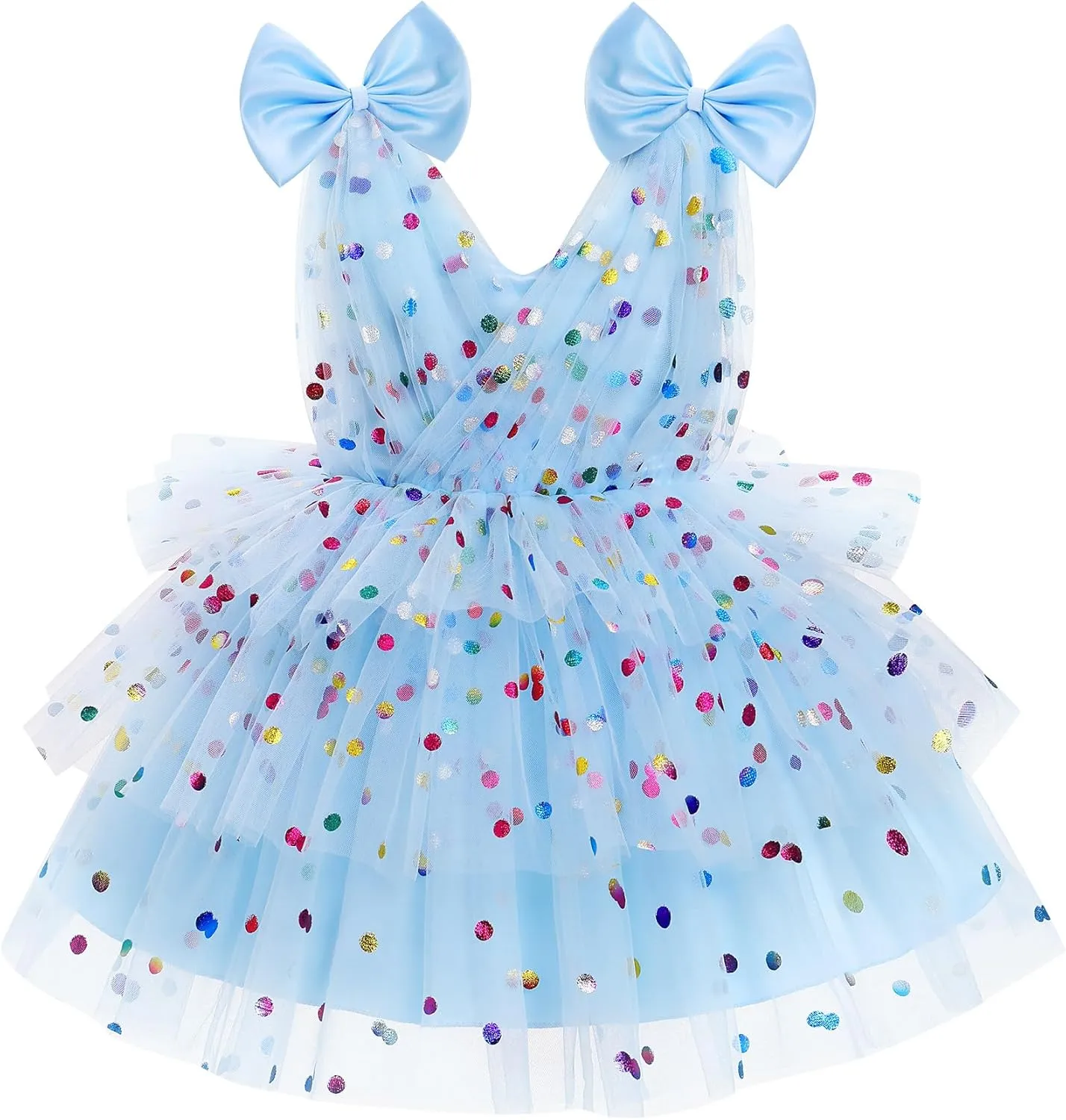 IMEKIS Toddler Girls Butterfly Birthday Dress Rainbow Tulle Formal Wedding Party Ruffle Tutu Dresses Photo Shoot