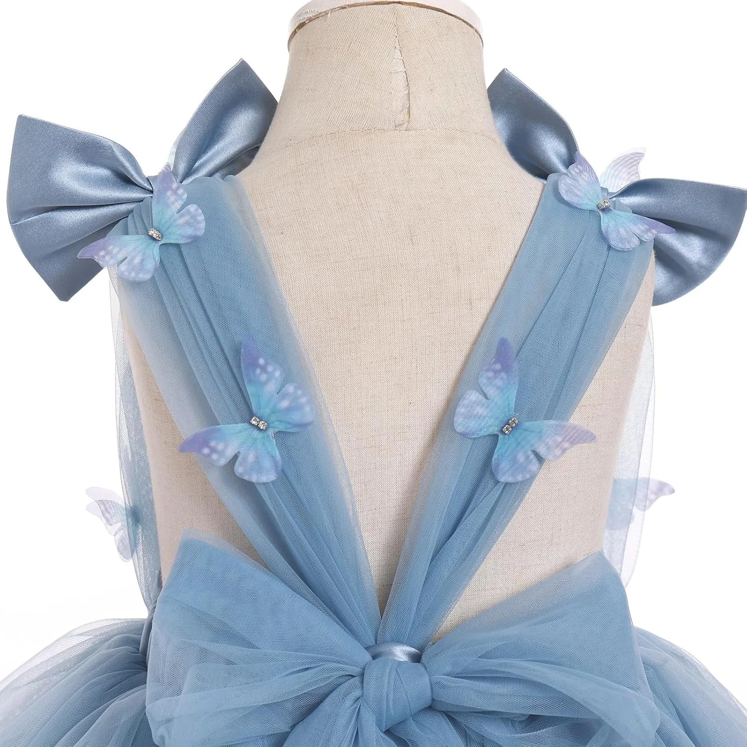 IMEKIS Toddler Girls Butterfly Birthday Dress Rainbow Tulle Formal Wedding Party Ruffle Tutu Dresses Photo Shoot