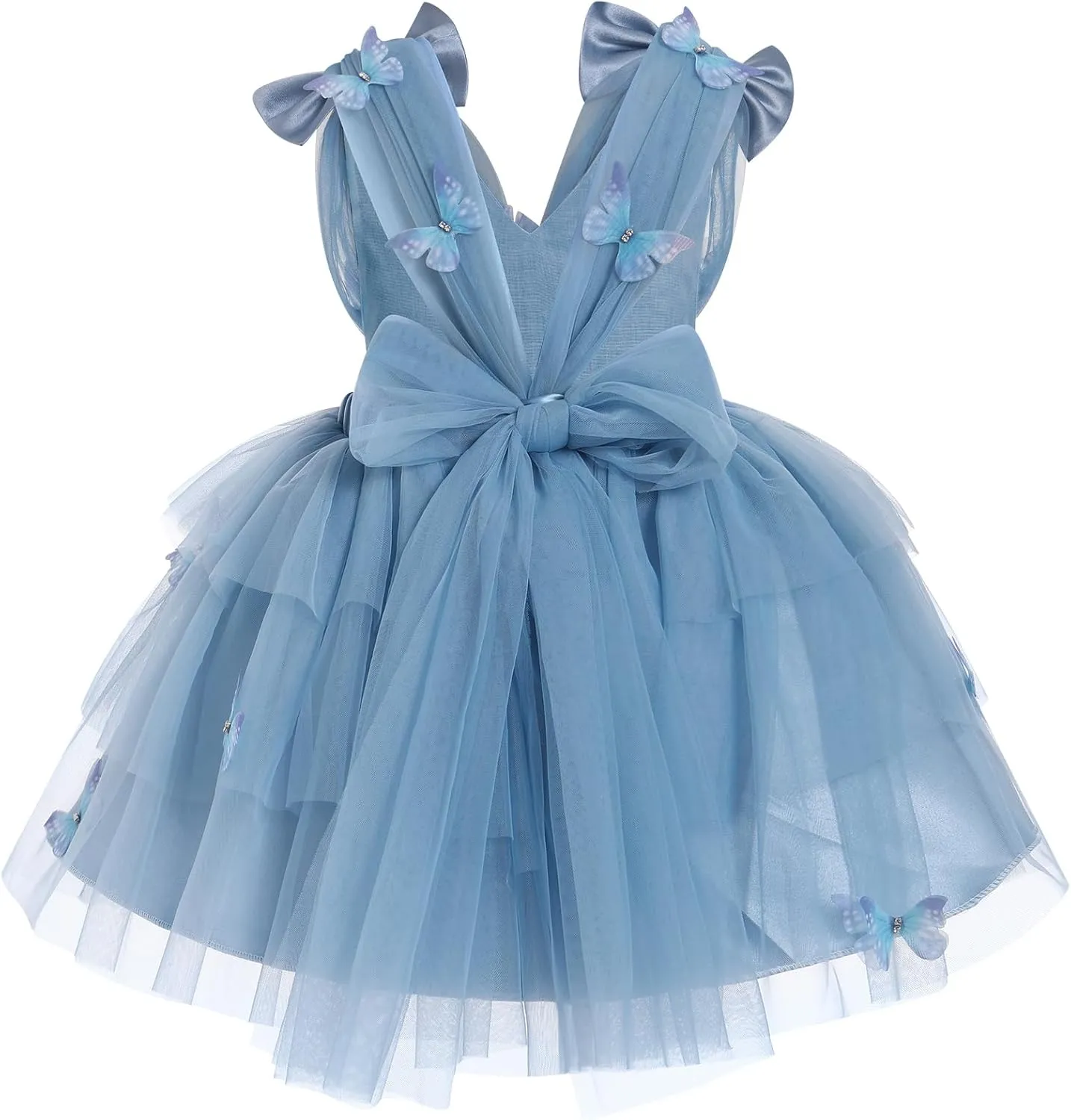 IMEKIS Toddler Girls Butterfly Birthday Dress Rainbow Tulle Formal Wedding Party Ruffle Tutu Dresses Photo Shoot