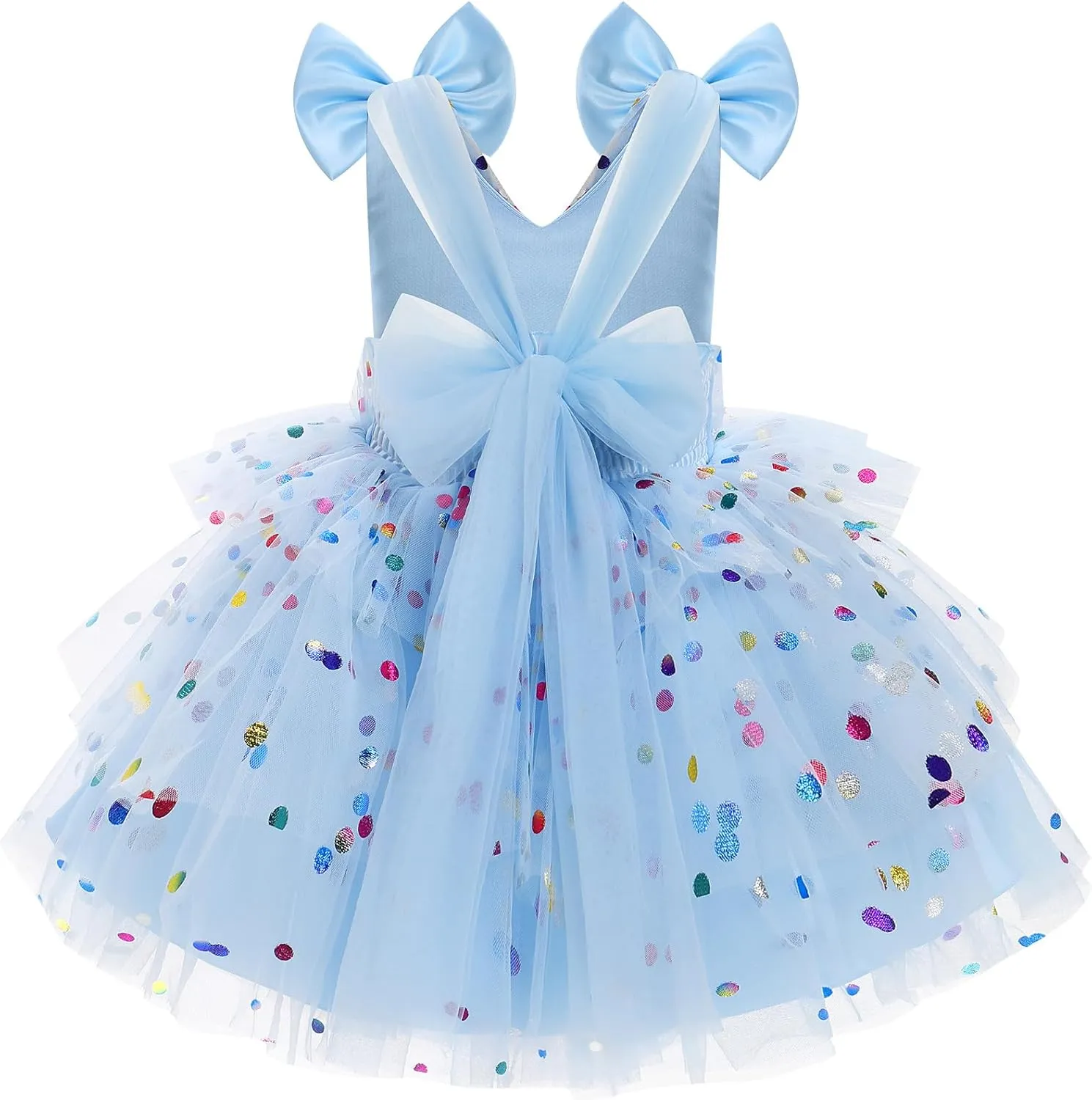 IMEKIS Toddler Girls Butterfly Birthday Dress Rainbow Tulle Formal Wedding Party Ruffle Tutu Dresses Photo Shoot