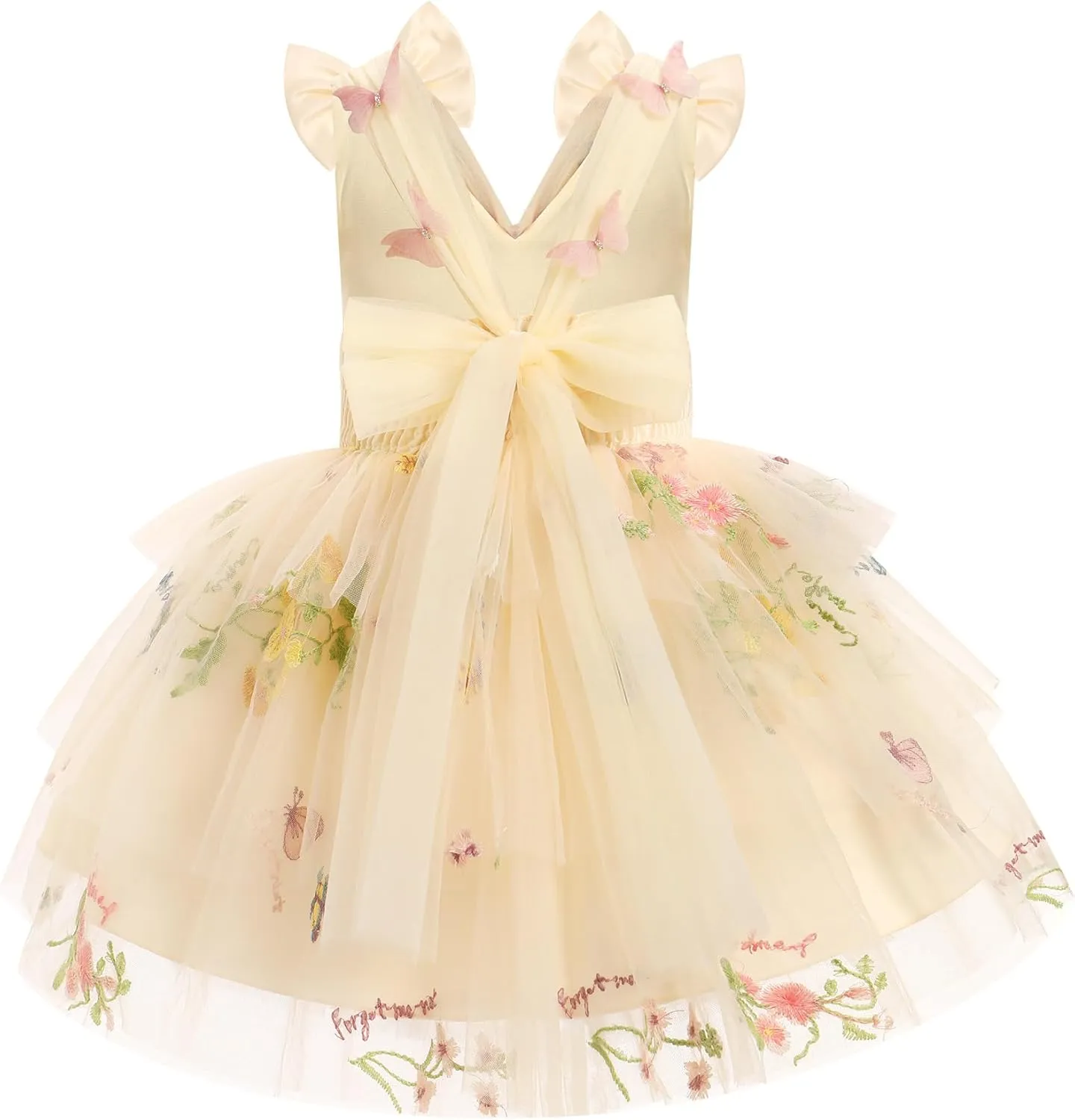 IMEKIS Toddler Girls Butterfly Birthday Dress Rainbow Tulle Formal Wedding Party Ruffle Tutu Dresses Photo Shoot
