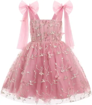 IMEKIS Toddler Girls Butterfly Birthday Dress Rainbow Tulle Formal Wedding Party Ruffle Tutu Dresses Photo Shoot