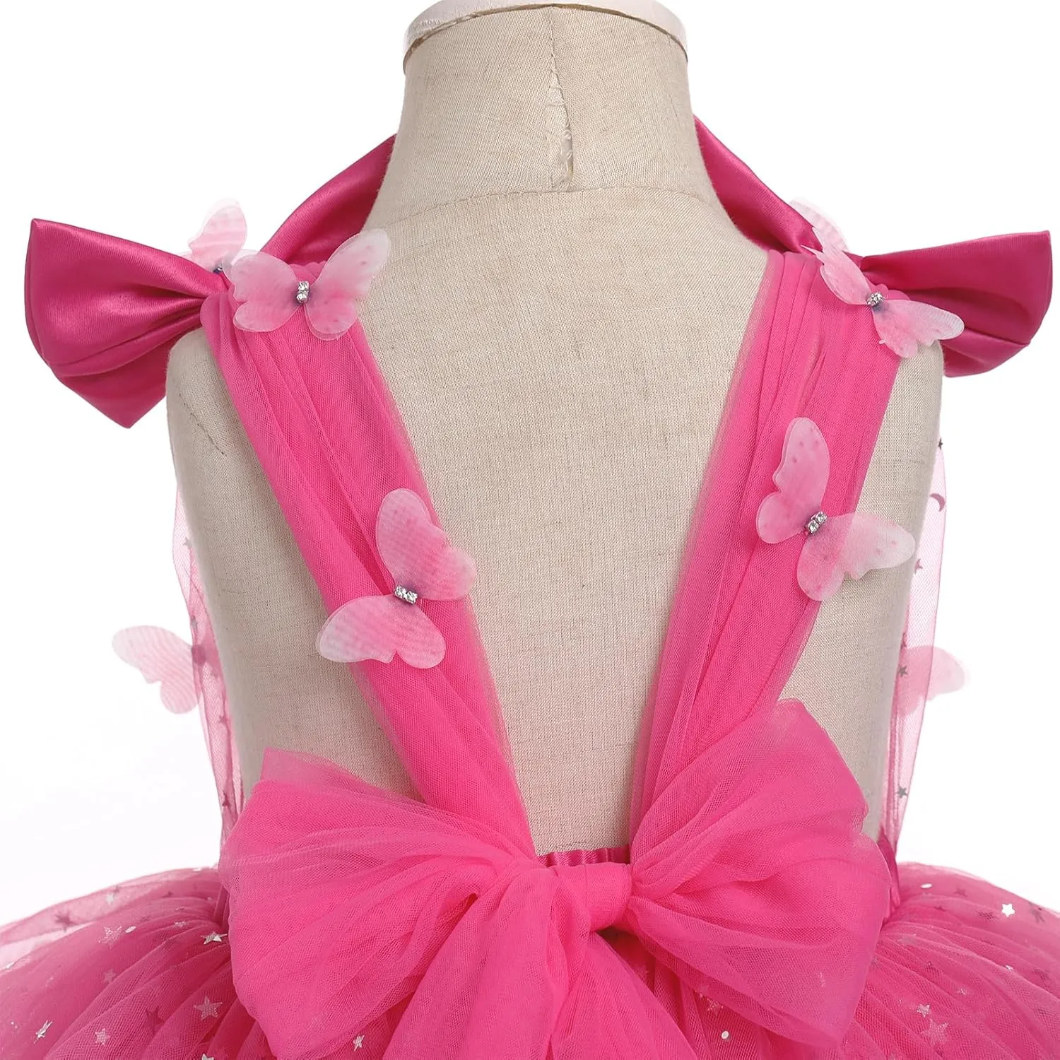 IMEKIS Toddler Girls Butterfly Birthday Dress Rainbow Tulle Formal Wedding Party Ruffle Tutu Dresses Photo Shoot