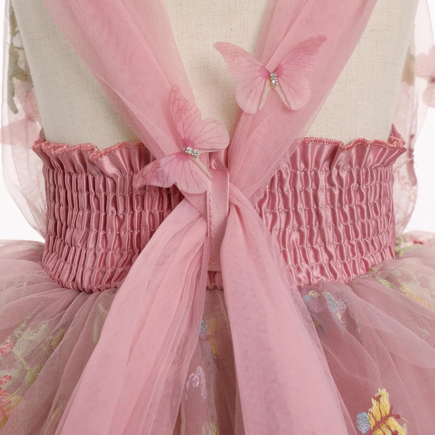 IMEKIS Toddler Girls Butterfly Birthday Dress Rainbow Tulle Formal Wedding Party Ruffle Tutu Dresses Photo Shoot