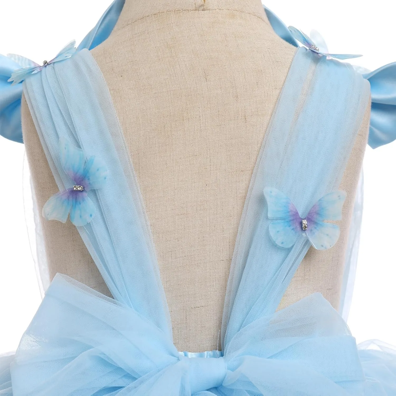 IMEKIS Toddler Girls Butterfly Birthday Dress Rainbow Tulle Formal Wedding Party Ruffle Tutu Dresses Photo Shoot