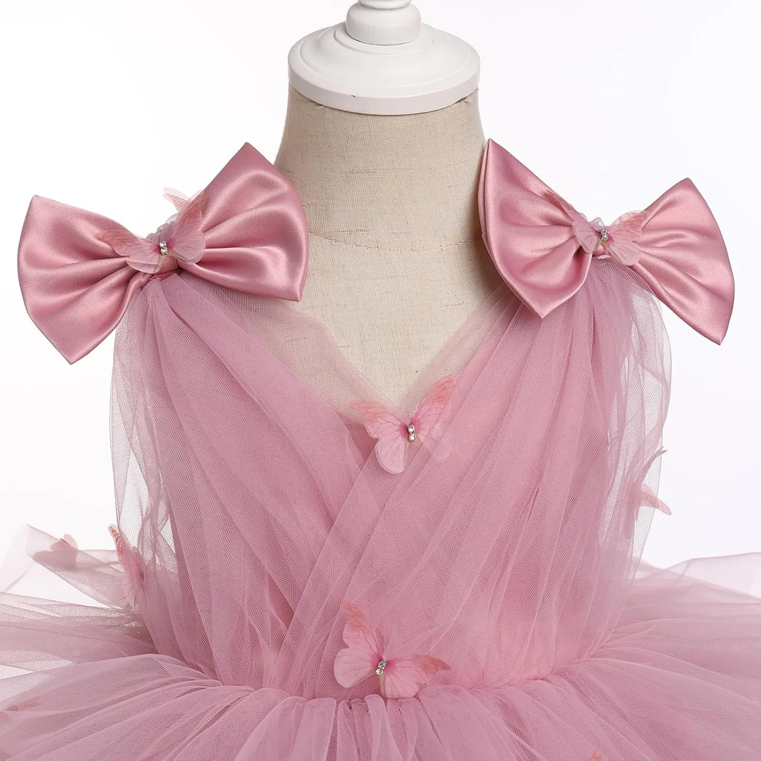 IMEKIS Toddler Girls Butterfly Birthday Dress Rainbow Tulle Formal Wedding Party Ruffle Tutu Dresses Photo Shoot