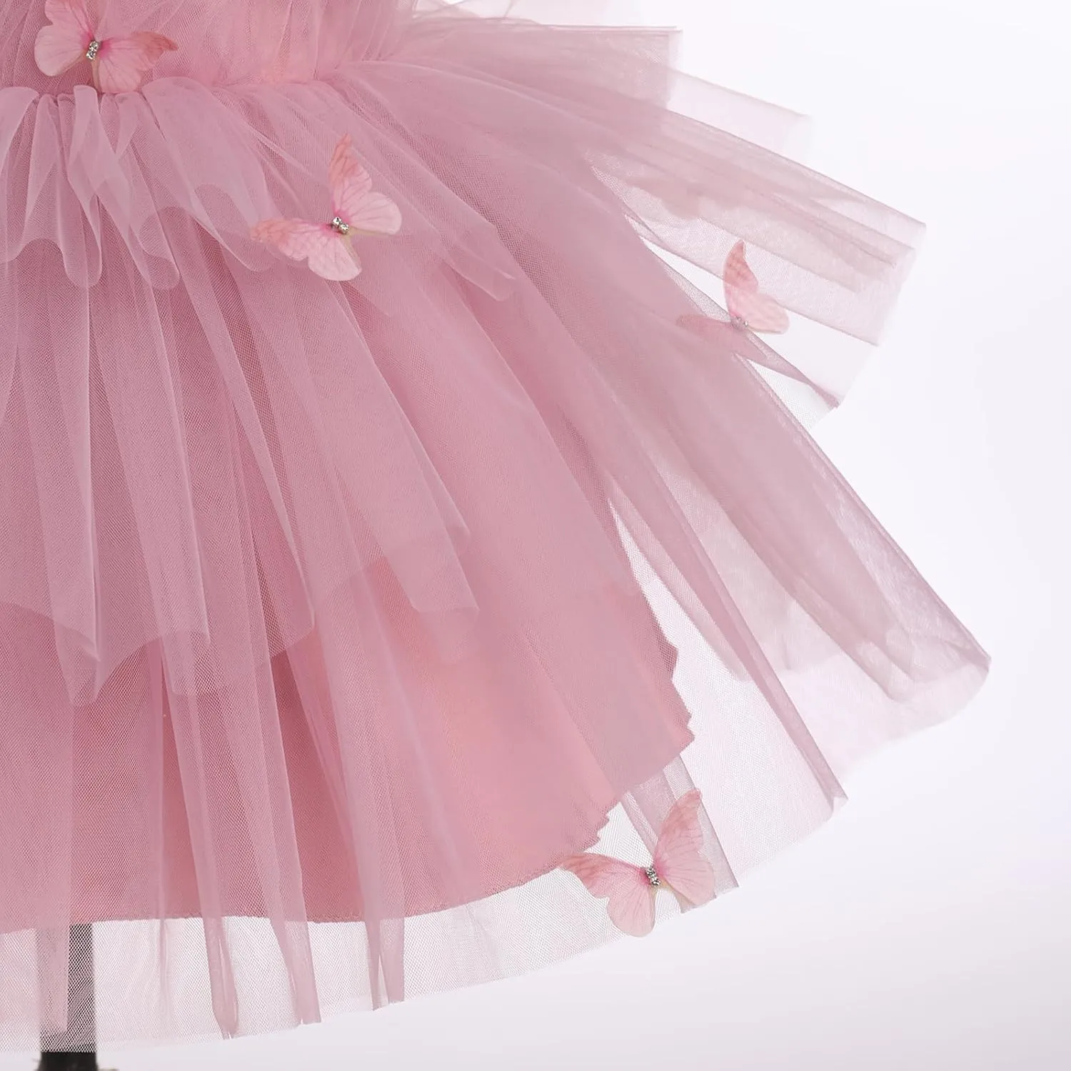 IMEKIS Toddler Girls Butterfly Birthday Dress Rainbow Tulle Formal Wedding Party Ruffle Tutu Dresses Photo Shoot