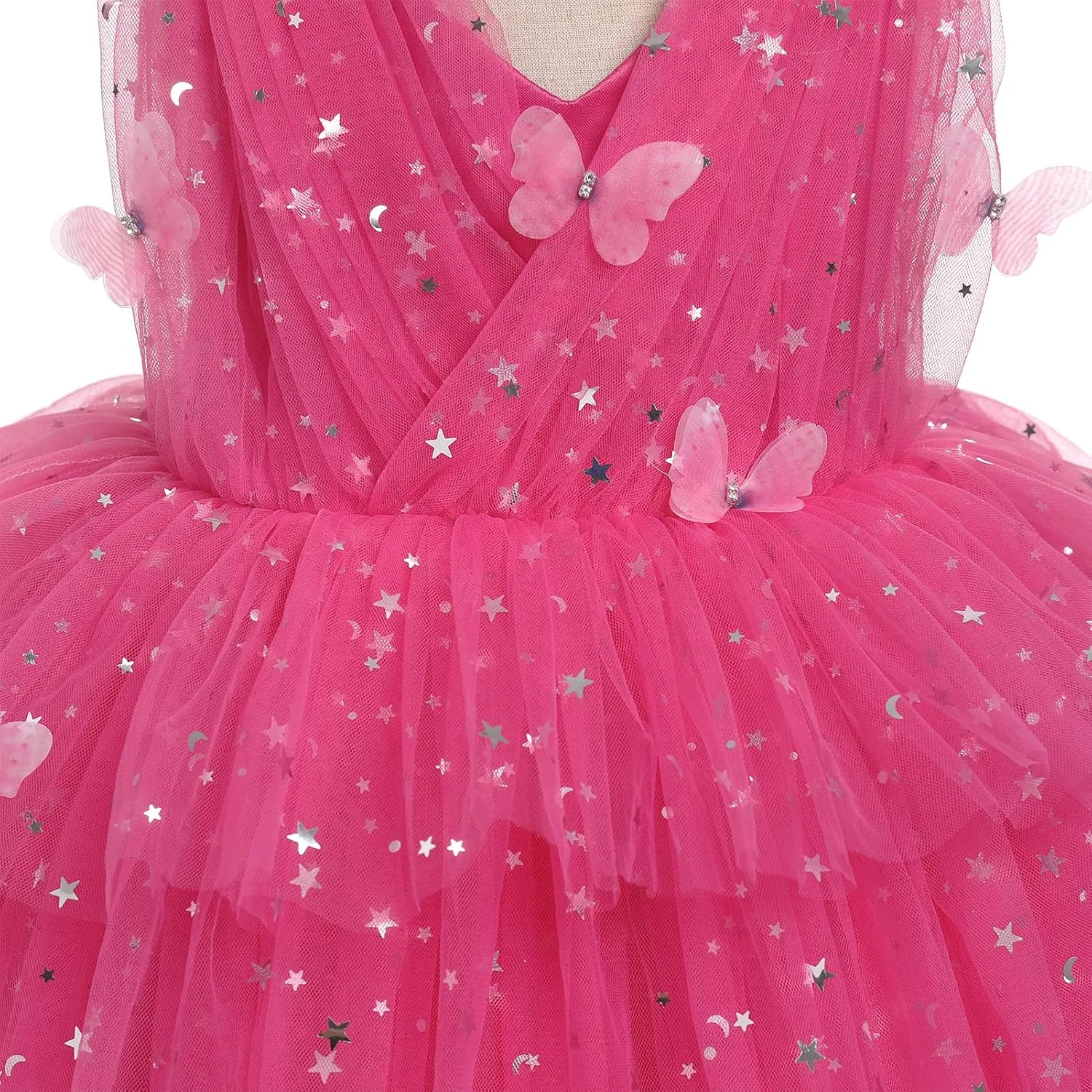 IMEKIS Toddler Girls Butterfly Birthday Dress Rainbow Tulle Formal Wedding Party Ruffle Tutu Dresses Photo Shoot