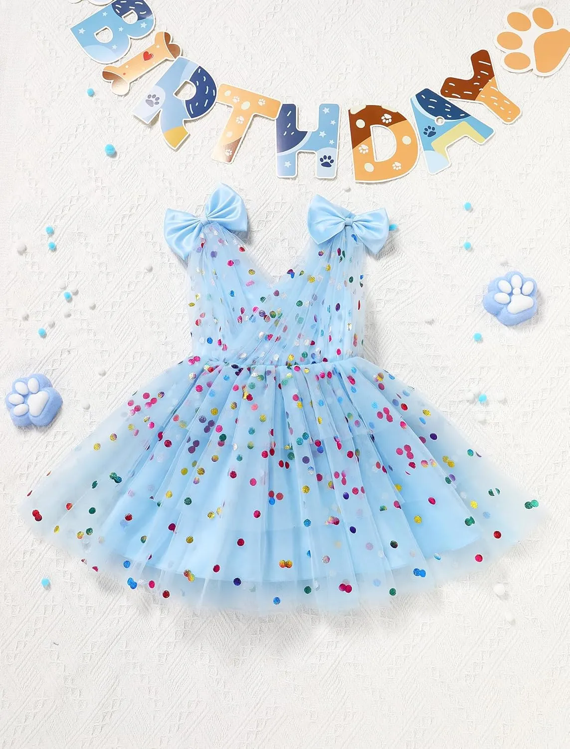 IMEKIS Toddler Girls Butterfly Birthday Dress Rainbow Tulle Formal Wedding Party Ruffle Tutu Dresses Photo Shoot