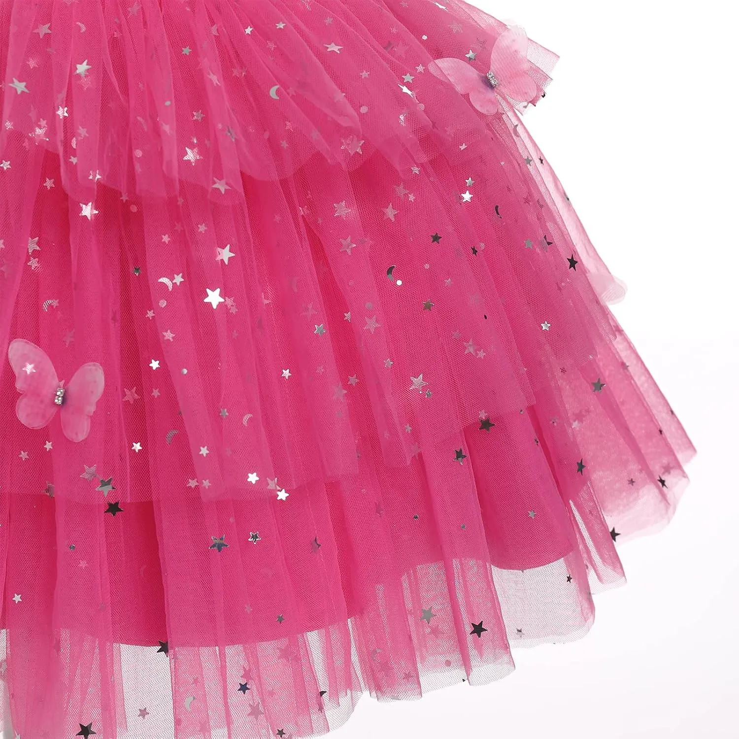 IMEKIS Toddler Girls Butterfly Birthday Dress Rainbow Tulle Formal Wedding Party Ruffle Tutu Dresses Photo Shoot