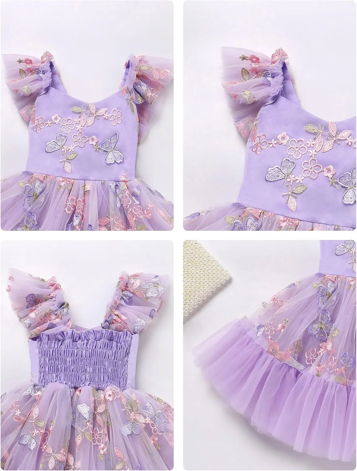 IMEKIS Toddler Girls Strawberry Floral Tulle Birthday Dress Elastic Back Summer Casual Party Dresses