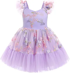 IMEKIS Toddler Girls Strawberry Floral Tulle Birthday Dress Elastic Back Summer Casual Party Dresses