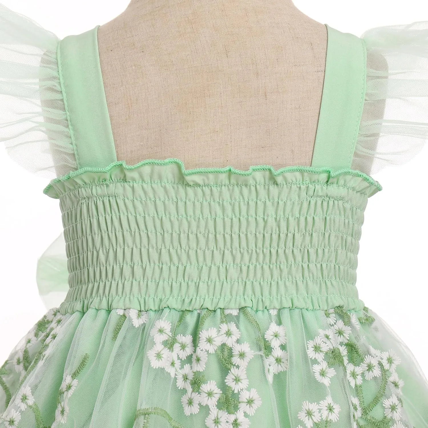 IMEKIS Toddler Girls Strawberry Floral Tulle Birthday Dress Elastic Back Summer Casual Party Dresses