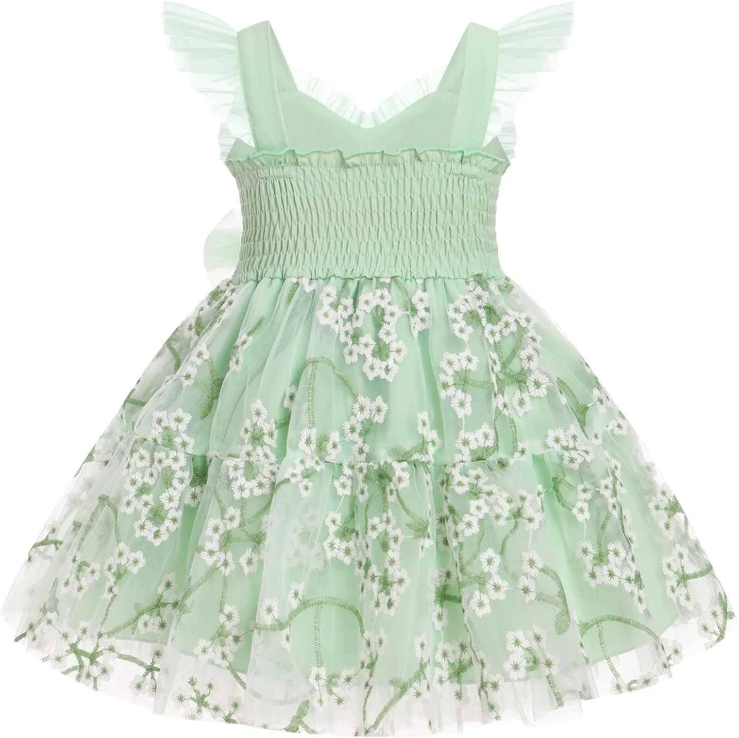 IMEKIS Toddler Girls Strawberry Floral Tulle Birthday Dress Elastic Back Summer Casual Party Dresses