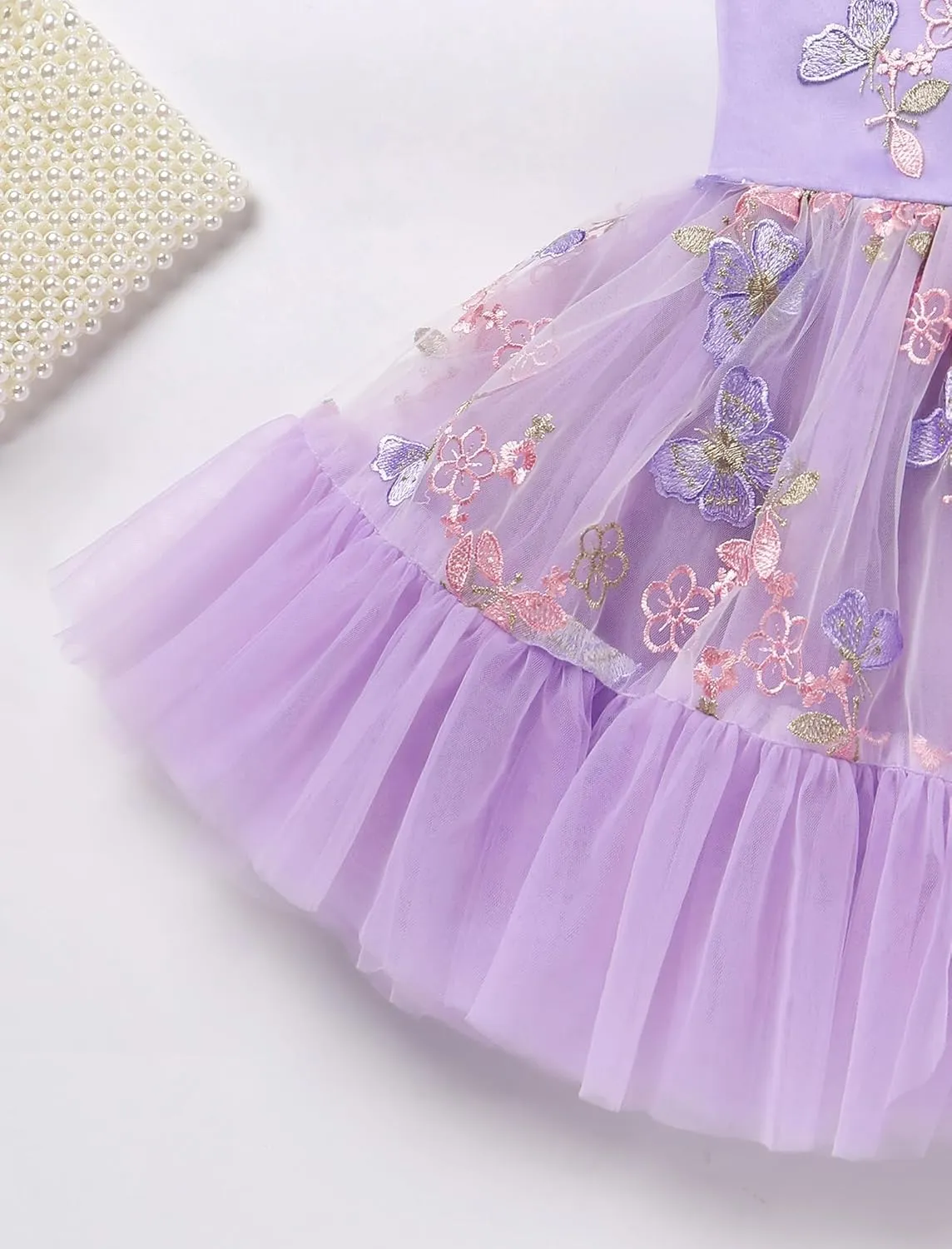 IMEKIS Toddler Girls Strawberry Floral Tulle Birthday Dress Elastic Back Summer Casual Party Dresses