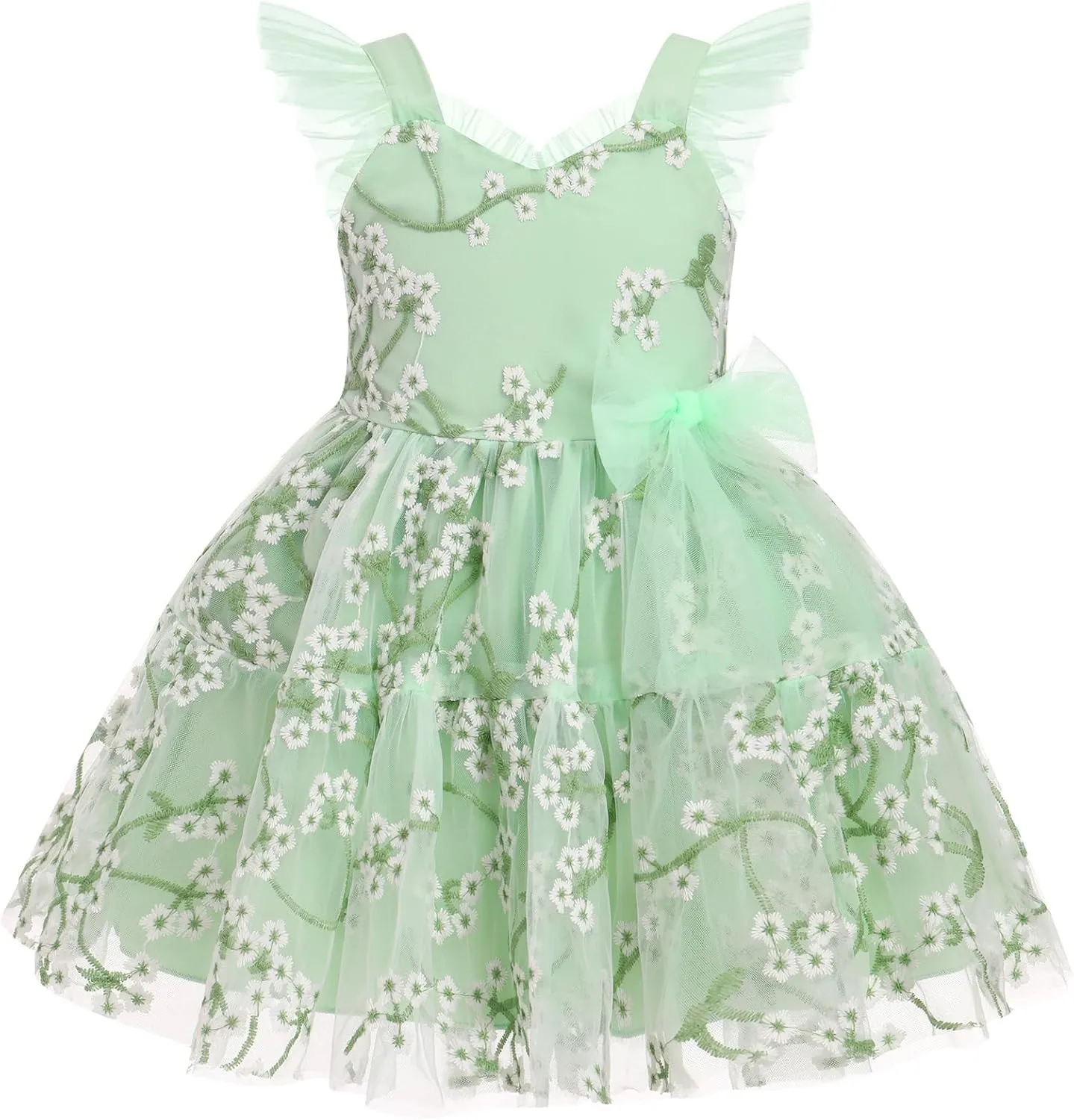 IMEKIS Toddler Girls Strawberry Floral Tulle Birthday Dress Elastic Back Summer Casual Party Dresses