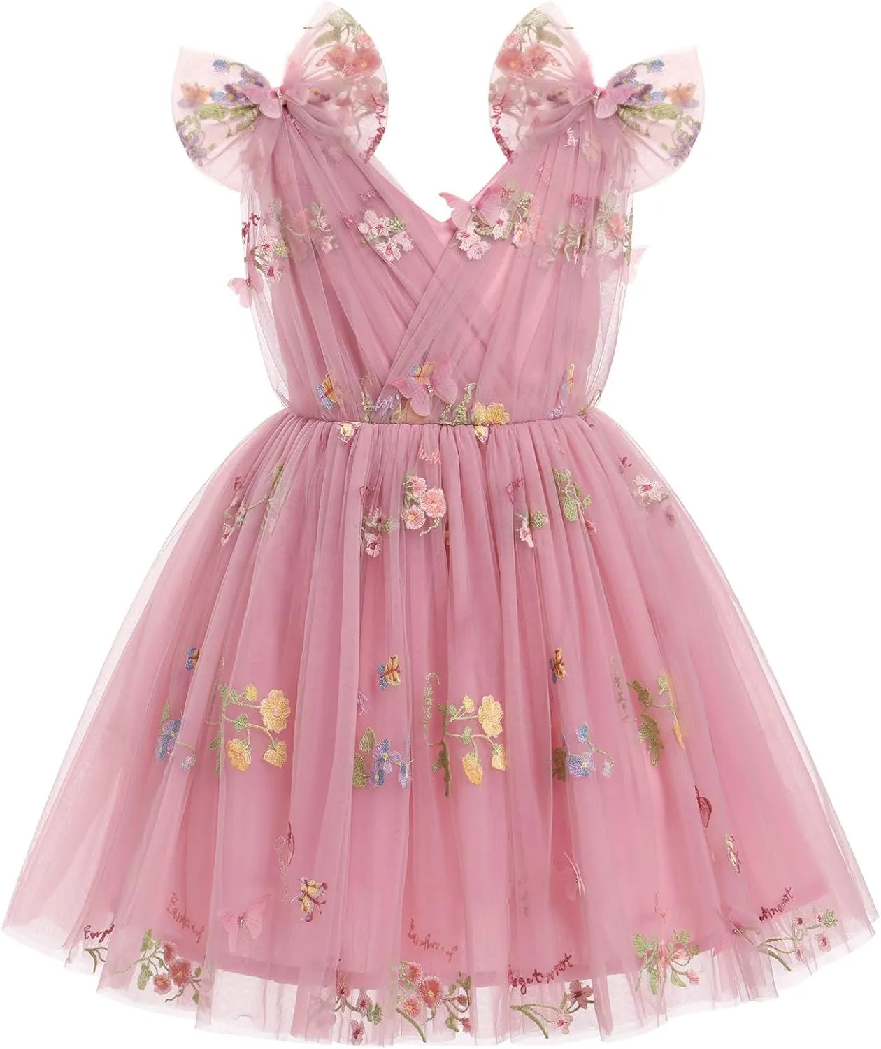 IMEKIS Toddler Kids Girls Butterfly Dress Sparkle Sequins Tulle Wedding Formal Birthday Dresses 2-10T