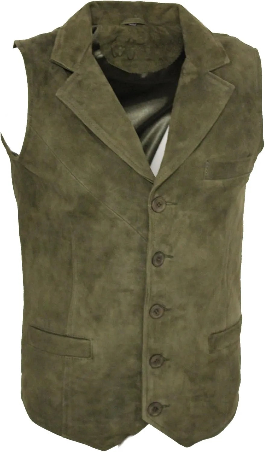 Infinity Men’s Smooth Goat Suede Classic Smart Khaki Leather Waistcoat