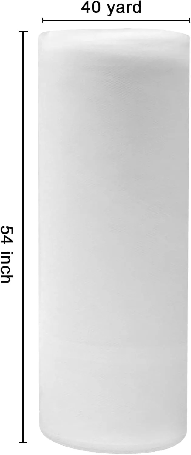 IONTACH White Tulle Fabric Rolls 54 Inch by 40 Yards Fabric Tulle Bolt for Wedding Christmas Decorations DIY White Tutu Baby Shower Table Skirt Ceiling Decor Birthday Party Craft Supplies