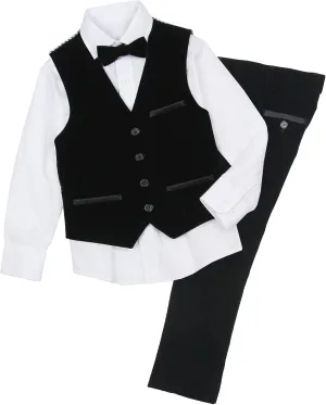 Isaac Mizrahi Boys' Velvet Vest Set, Sizes 4-16 - 7 Black