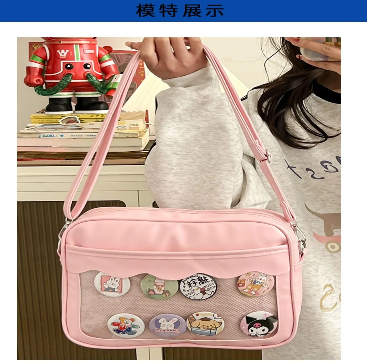 Ita Bag Storage Pin Crossbody Bag for Women Girls Gift, Pin Bag Shoulder Bag for Sports Pins, Memorial Pins, Travel Brooches