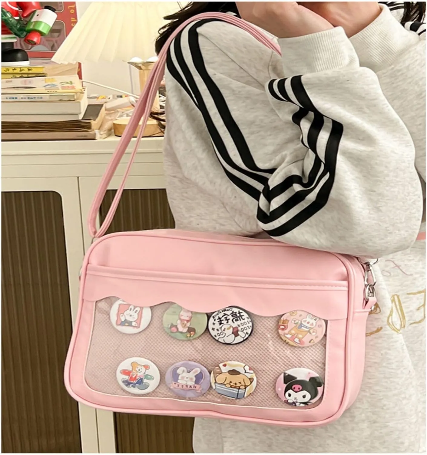 Ita Bag Storage Pin Crossbody Bag for Women Girls Gift, Pin Bag Shoulder Bag for Sports Pins, Memorial Pins, Travel Brooches