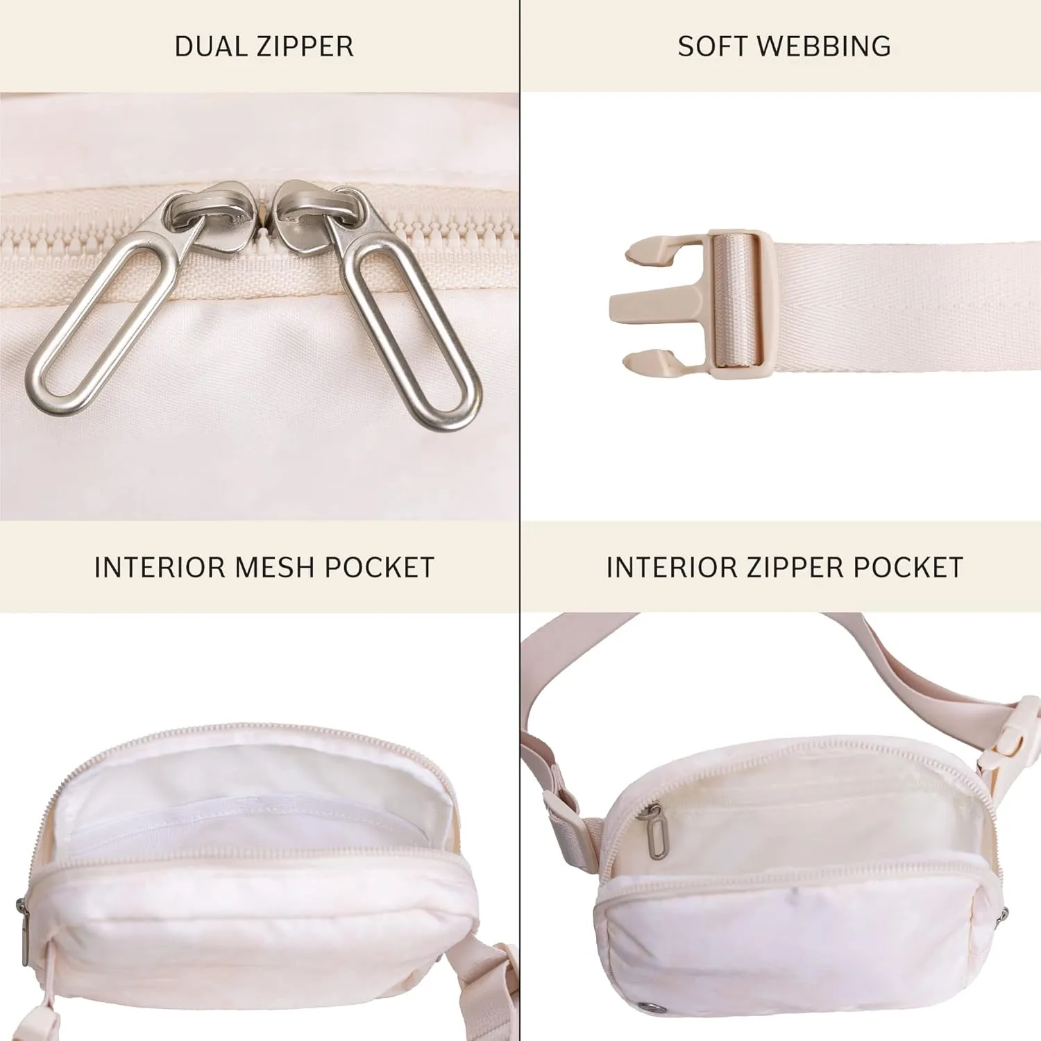 Jadyn Belt Bag, Casual Crossbody and Belt Fanny Pack for Women and Men, Adjustable Strap, Multiple Pockets, Durable Material (Cream Camo)