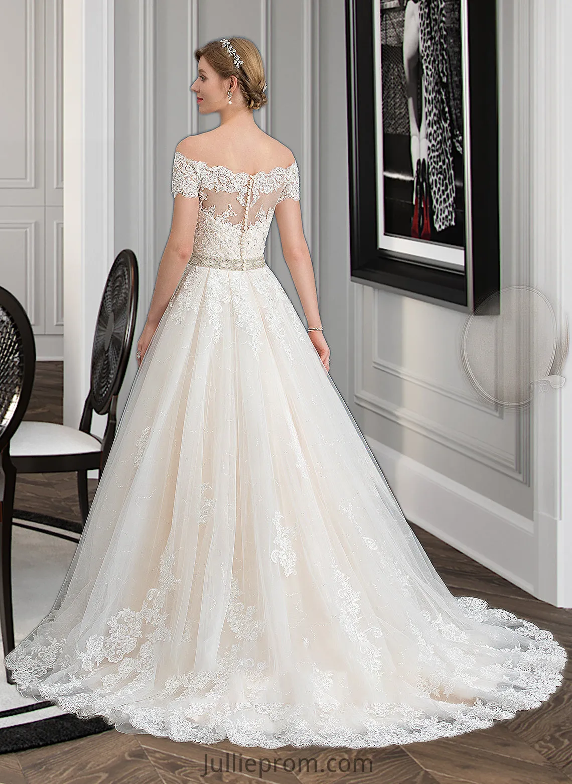 Jasmin Ball-Gown/Princess Court Train Tulle Wedding Dress With Beading Sequins DQP0013770