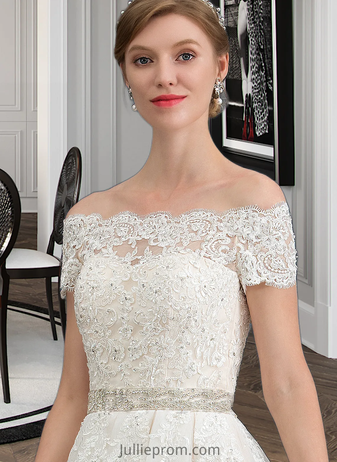 Jasmin Ball-Gown/Princess Court Train Tulle Wedding Dress With Beading Sequins DQP0013770
