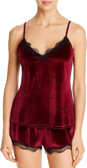 Jason Camisole & Shorts Velvet Pajamas Small Burgundy