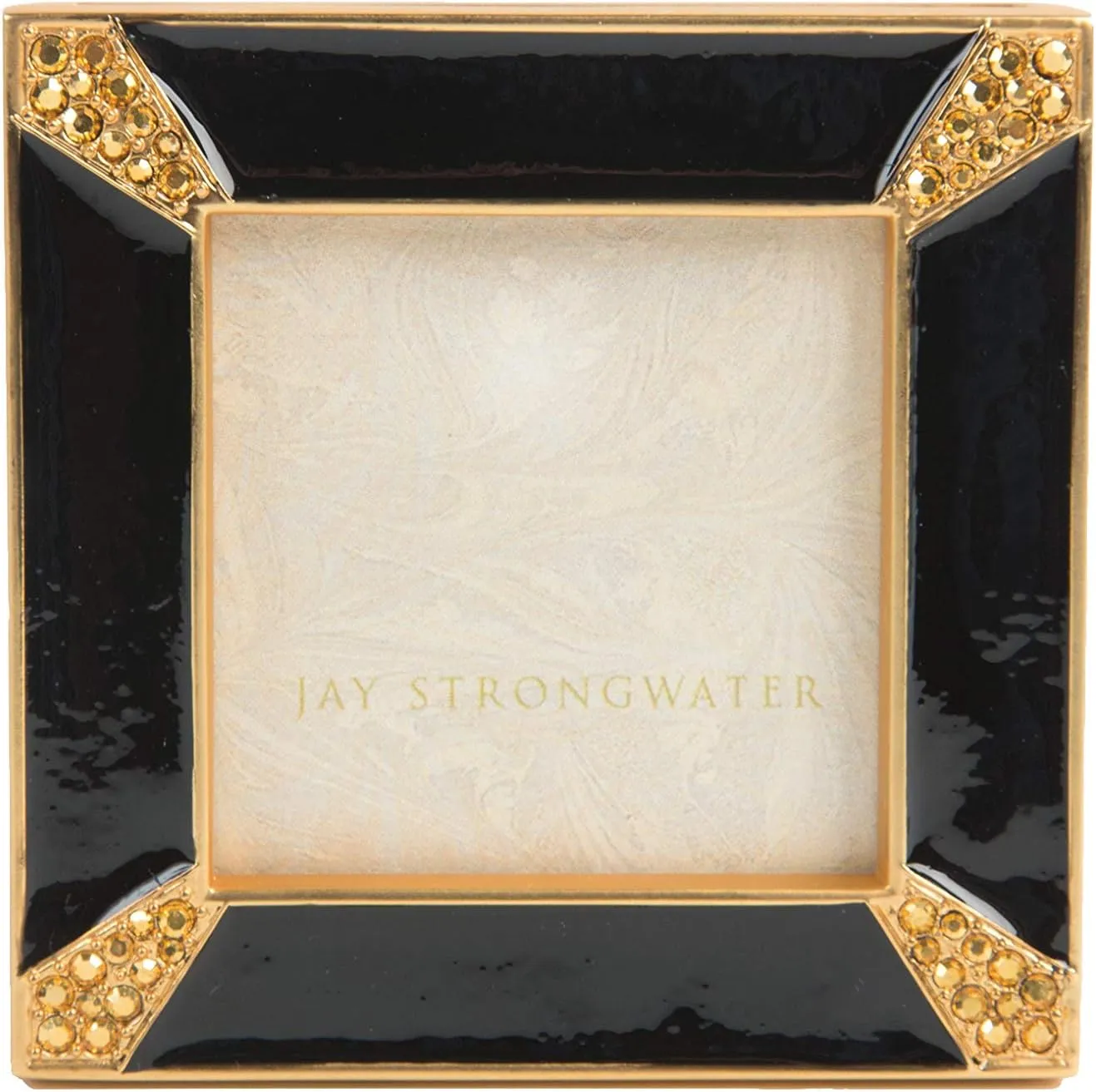 Jay Strongwater Leland Pave Corner 2" Square Frame - Black #SPF5130273