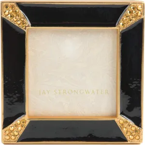 Jay Strongwater Leland Pave Corner 2" Square Frame - Black #SPF5130273