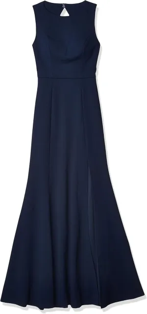 Jenny Yoo Women's Gia Open Back Boatneck Fit and Flare Crepe Gown