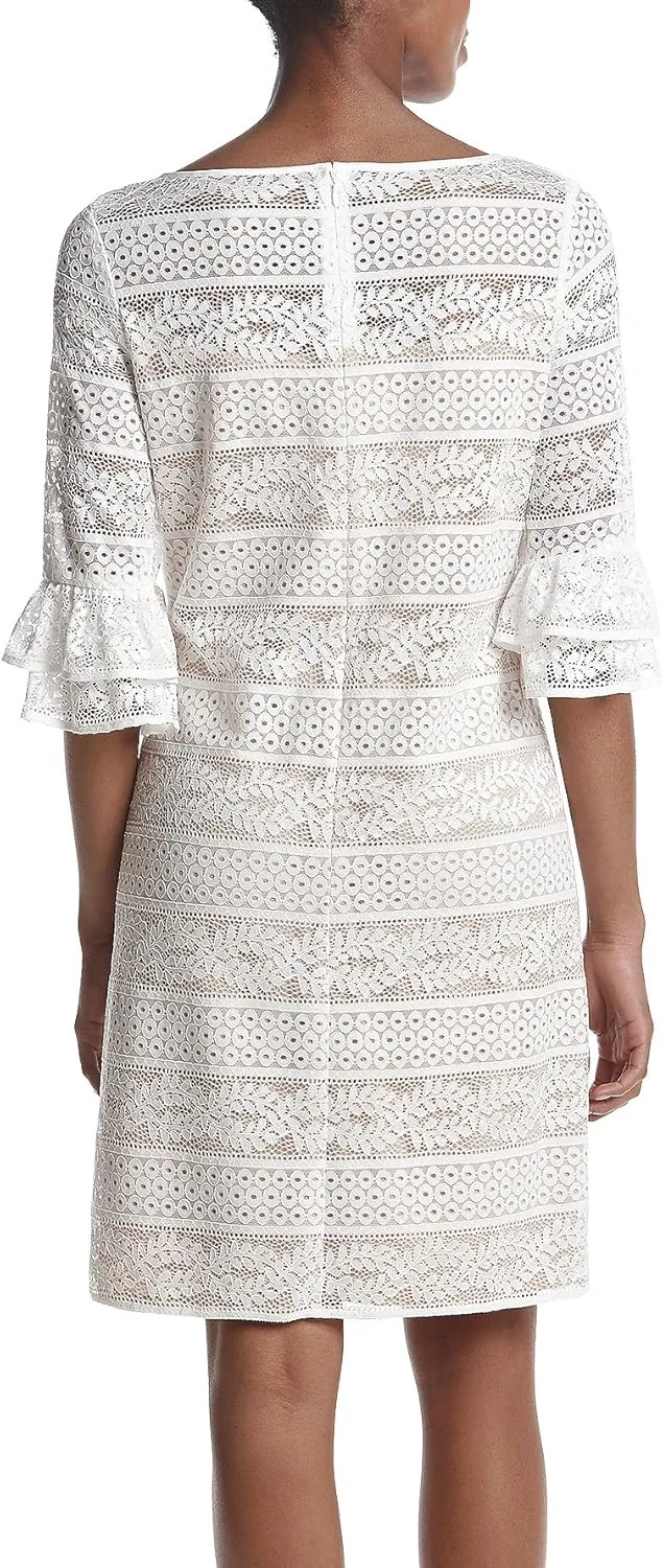 Jessica Howard Women's Lace Shift with Double Ruffle