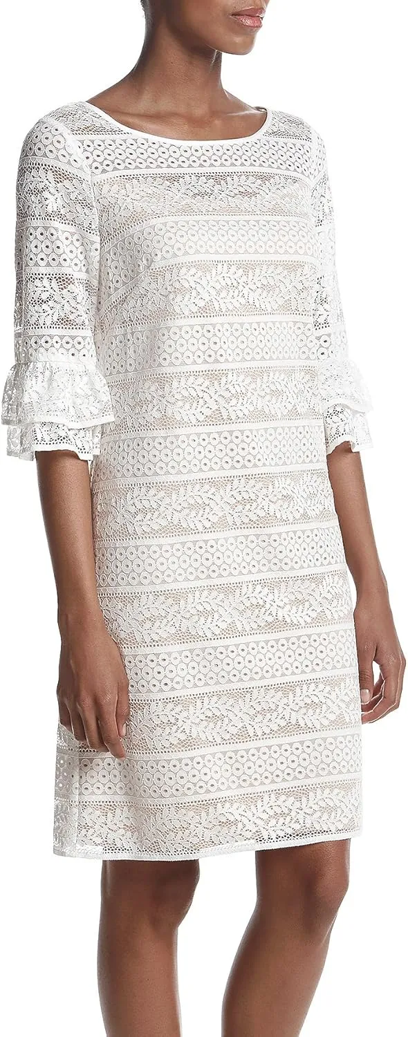 Jessica Howard Women's Lace Shift with Double Ruffle