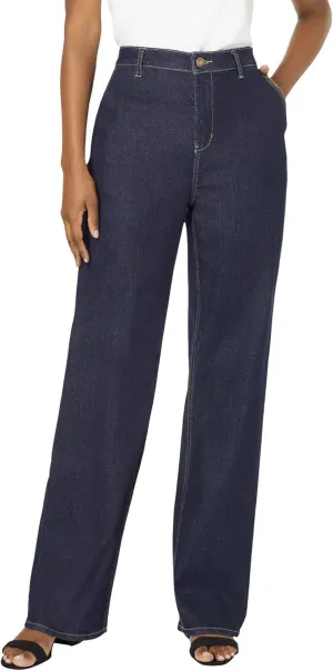 Jessica London Women's Plus Size True Fit Stretch Denim Wide Leg Jean