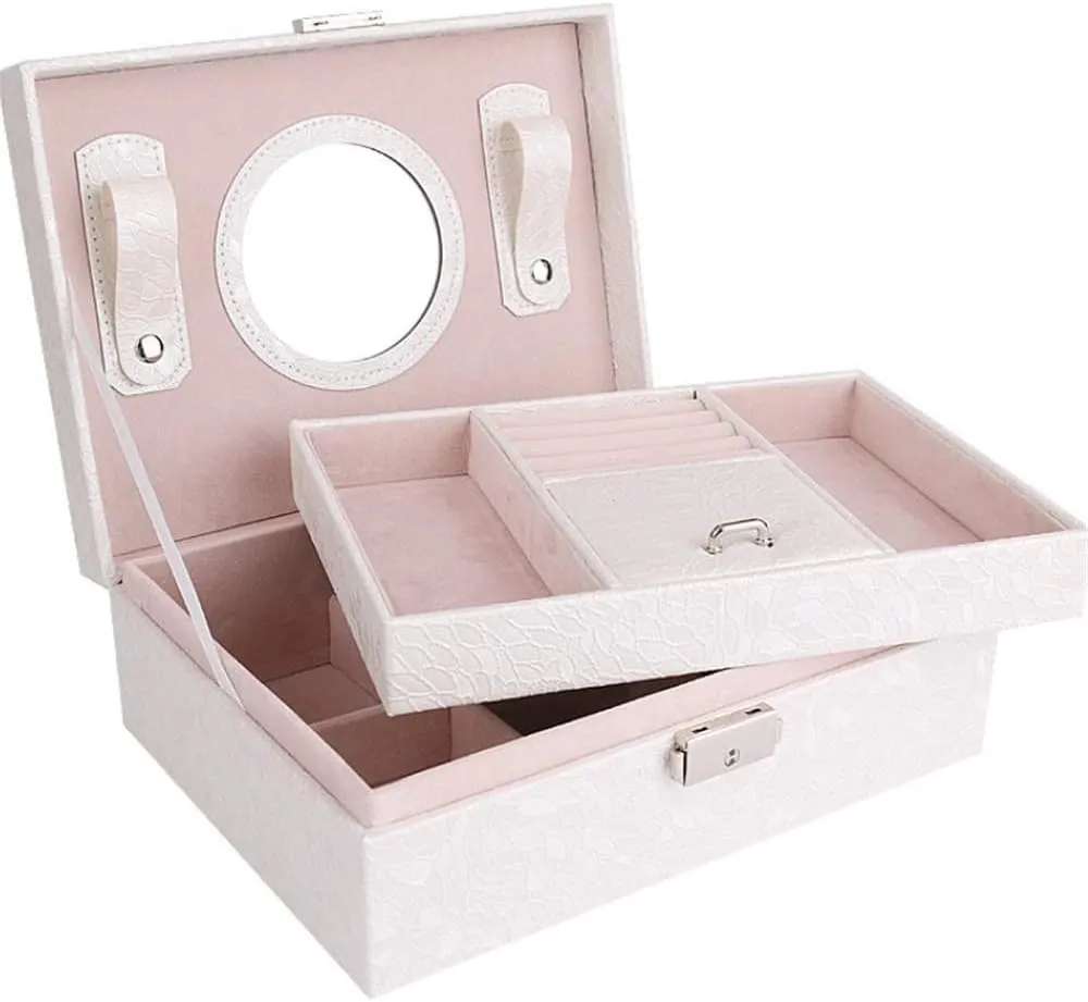 Jewellery Organizer for Women, Jewellery Box Layers for Earrings Ring Necklace Bracelet Jewelry Storage Classic Watch Lock