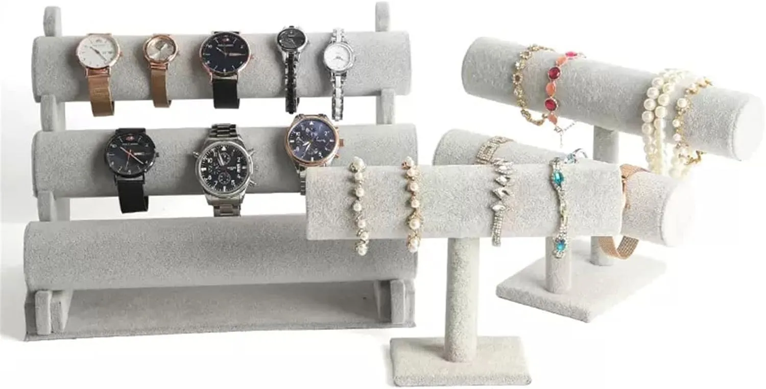 Jewelry Rack 2 Tier Bracelet Holder, Bracelet Display Stand, Velvet Jewelry Organizer Displays for Necklace Watches Bracelet Bangle Holder Jewelry Display Rack, One Size, agate