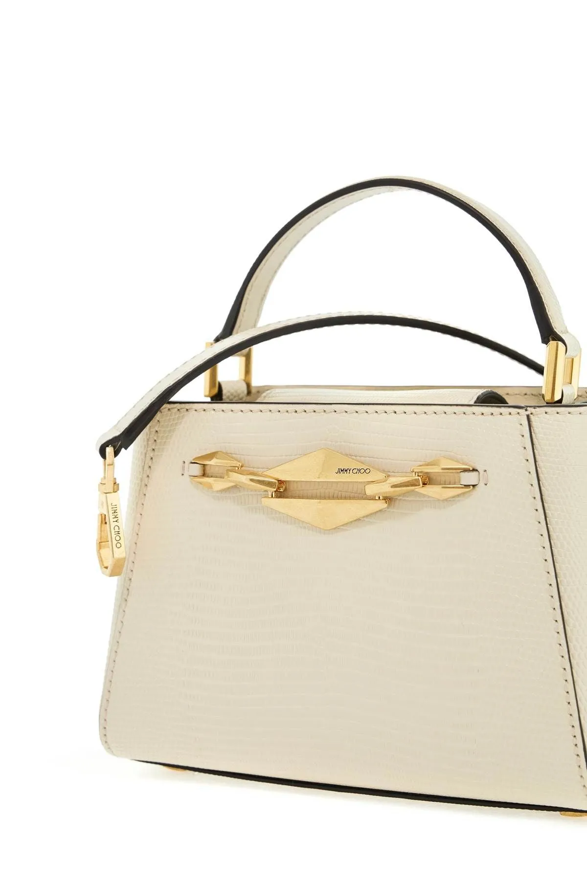 Jimmy Choo Mini Diamond Link Leather Lizard Print Handbag