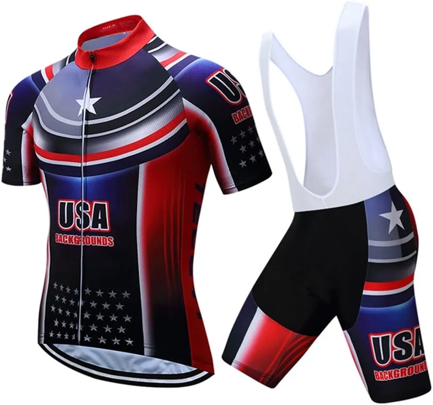 JPOJPO Men's Cycling Jersey Set,Bicycle Clothing Pro Team Short Sleeve MTB Bike Clothing Ropa Ciclismo,