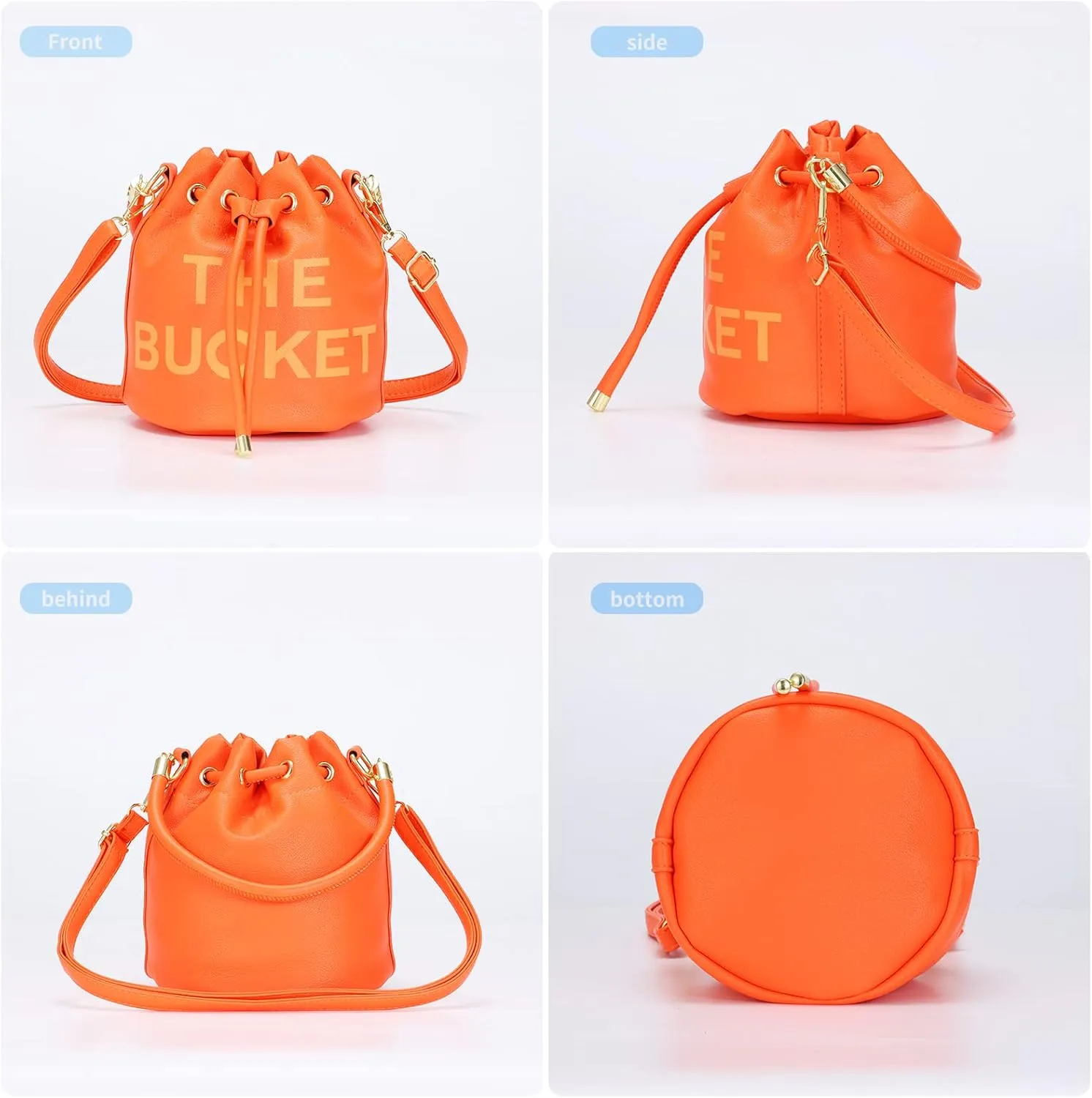 JQAliMOVV Mini Leather Bucket Bags for Women Drawstring Bucket Purse Crossbody Handbags Hobo Bag