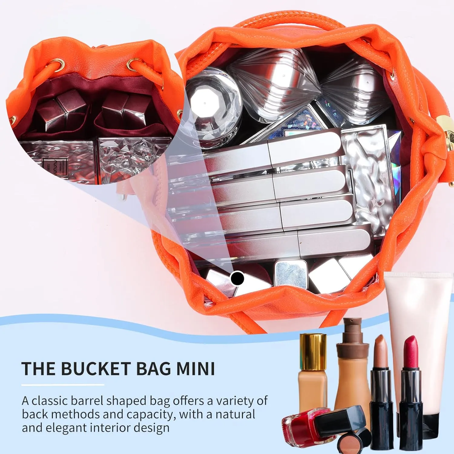 JQAliMOVV Mini Leather Bucket Bags for Women Drawstring Bucket Purse Crossbody Handbags Hobo Bag