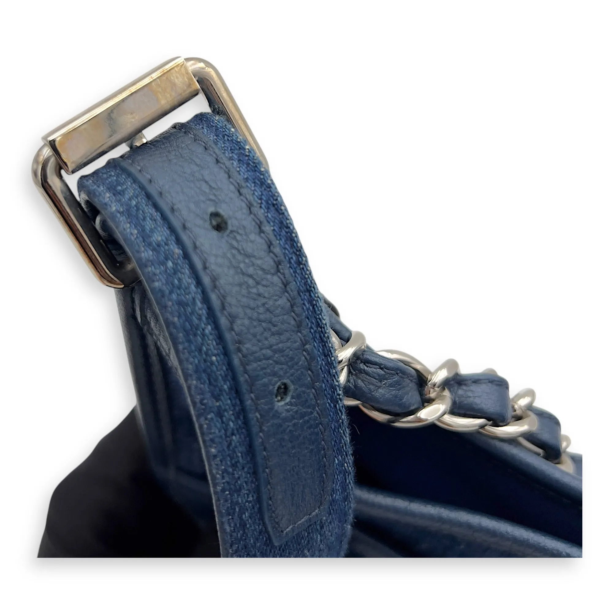 Jungle Stroll Hobo Blue Crossbody Bag in Denim, Silver hardware