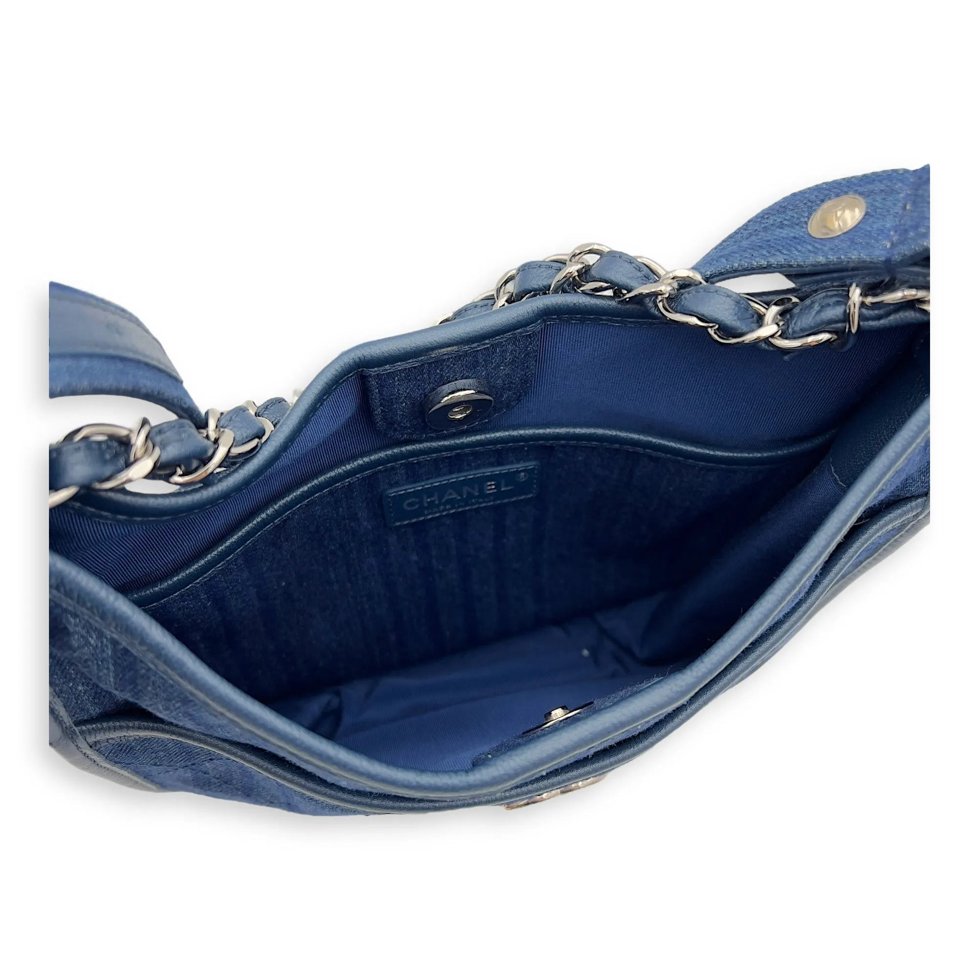 Jungle Stroll Hobo Blue Crossbody Bag in Denim, Silver hardware