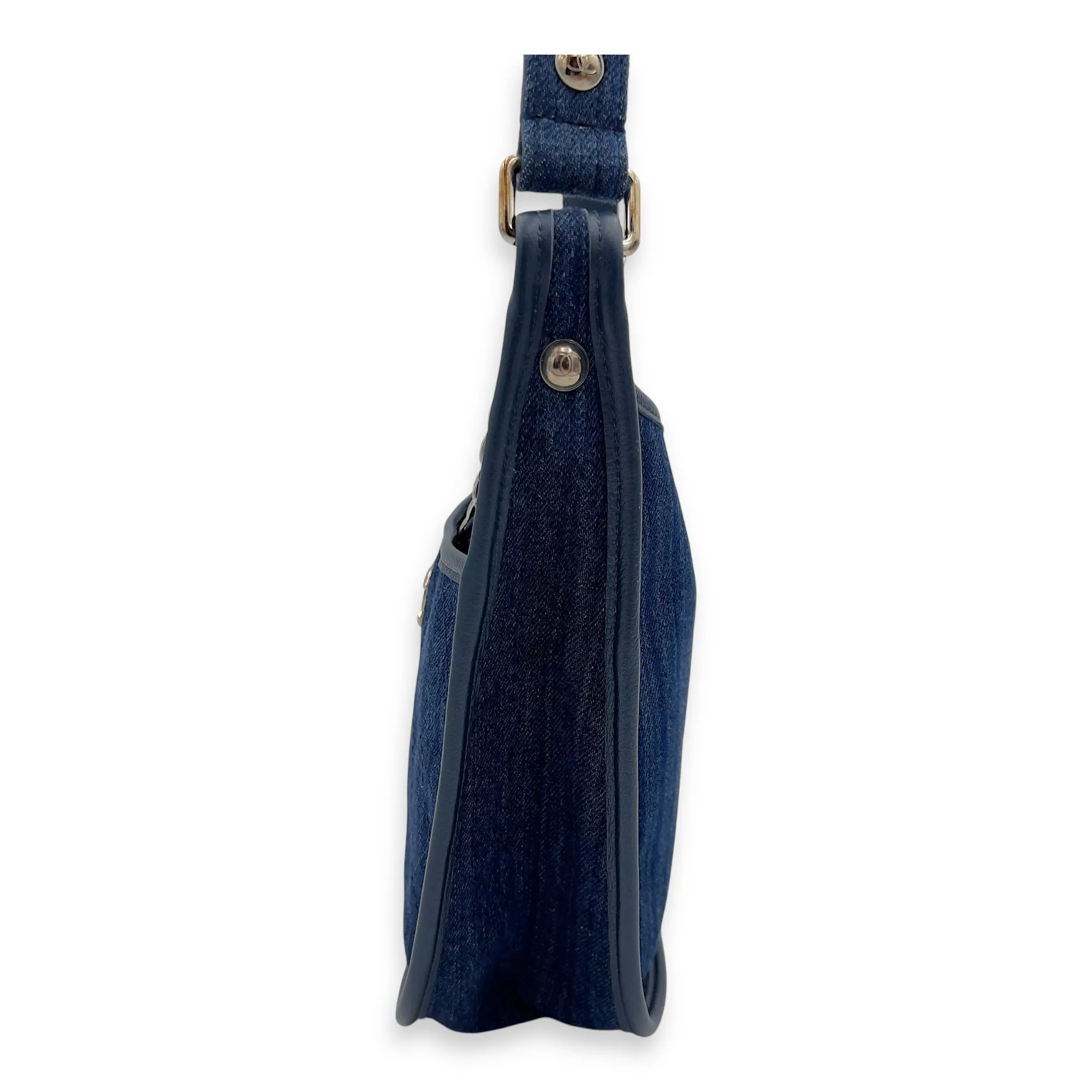 Jungle Stroll Hobo Blue Crossbody Bag in Denim, Silver hardware